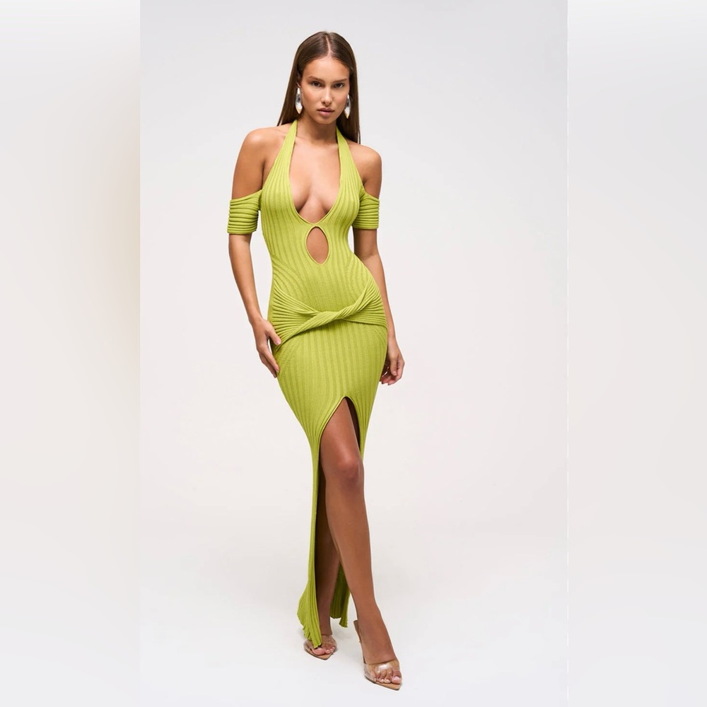 Chic Lime Backless Dress, EVERGREEN
Keyhole knitted maxi dress